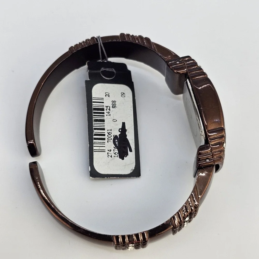 Avenue Open Cuff Watch Women 20MM Cream Dial Brown Bands 5.5" NEW Battery - Picture 10 of 11